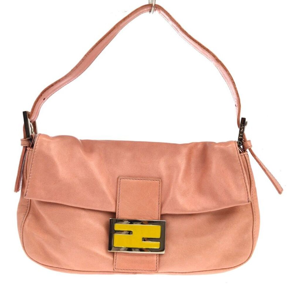 Fendi Baguette Leather Pink Leather Handbag